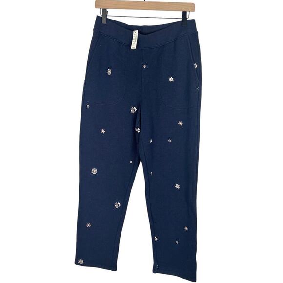 New Women’s Madewell Airyterry Floral Embroidered Tapered Sweatpants Size M - Picture 2 of 8